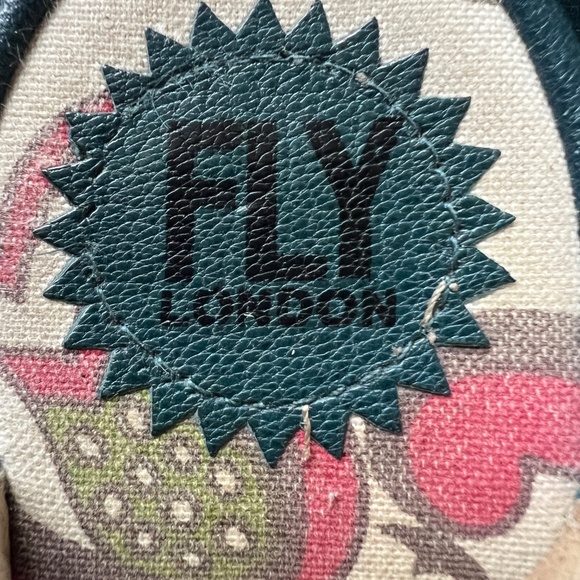 Fly London Shoes Yala Sandals Sz 38 US 8 Ankle Strap Wedges Dark Teal Peep Toe - Picture 10 of 13